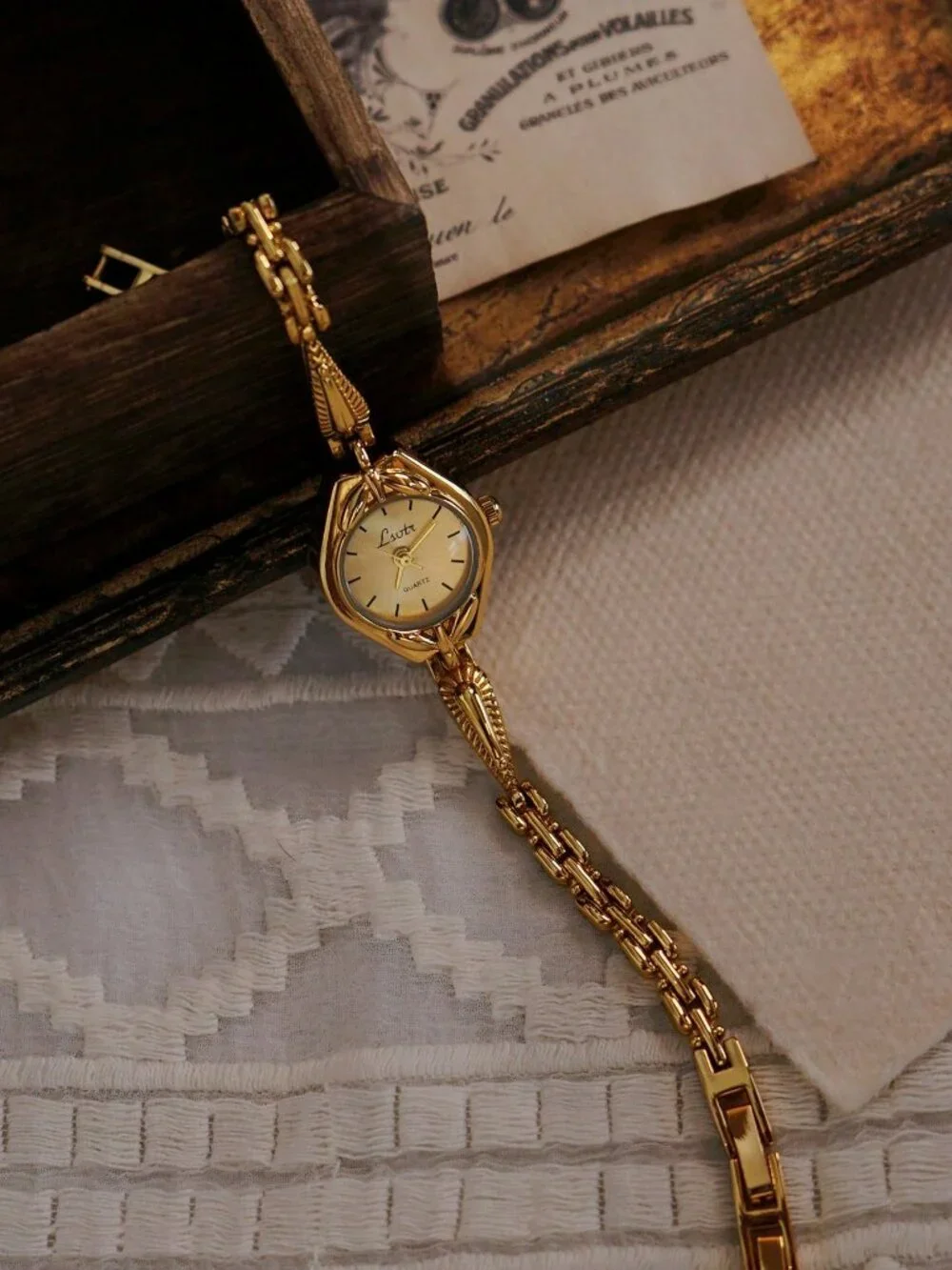 Women's Gold petite French vintage watch